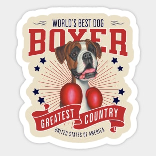 Boxing Boxer Dog USA Sticker